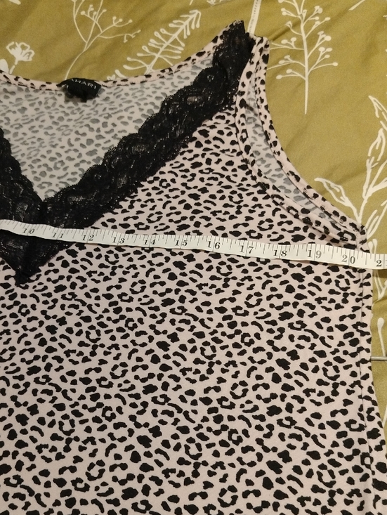 Tahari Pink Leopard-Print Sleep Cami with Black Lace V-Neck - Picture 4 of 5